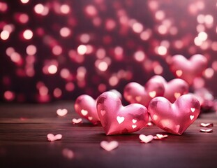 valentines background with hearts and heart-shaped bokeh. Valentine's Day