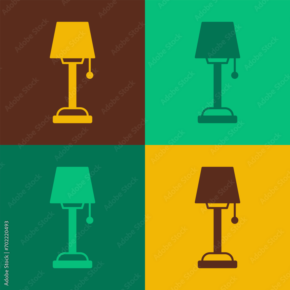 Poster Pop art Floor lamp icon isolated on color background.  Vector