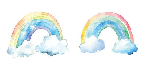 Cute Watercolor rainbow and cloud