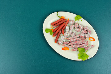 Tasty salami on a plate