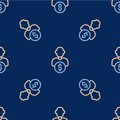 Line Business investor or capital providers icon isolated seamless pattern on blue background.  Vector