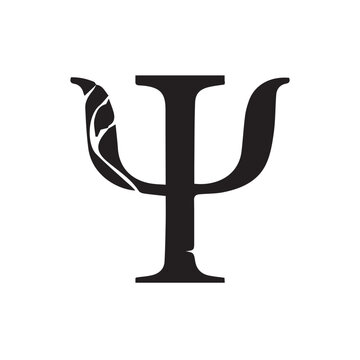 Psi Symbol in Greek Alphabet, Vector Image Illustration Isolated on White Background