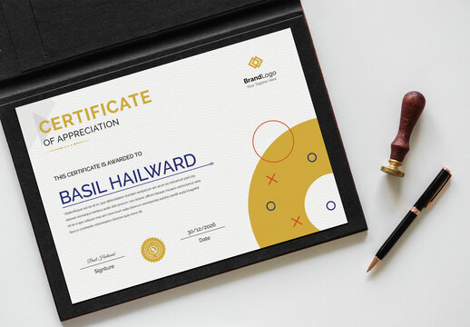 Certificate Template with Yellow
