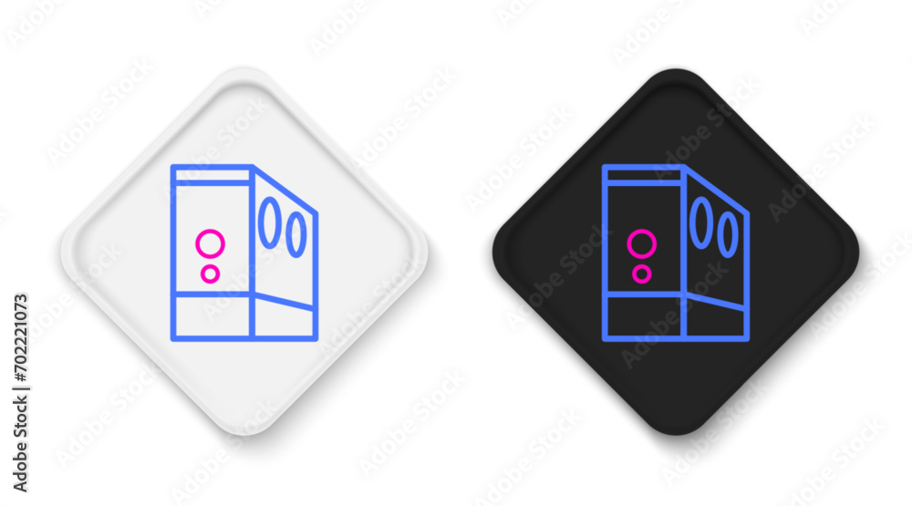 Poster line case of computer icon isolated on white background. computer server. workstation. colorful outl