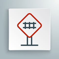 Line Railroad crossing icon isolated on white background. Railway sign. Colorful outline concept. Vector