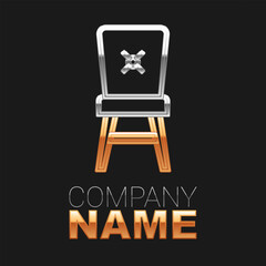 Line Chair icon isolated on black background. Colorful outline concept. Vector