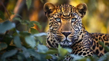Gordijnen Stunning wildlife photography featuring an incredible leopard captured in its natural habitat, highlighting the beauty of the animal kingdom. © Shanoom