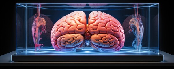 Human brain the most important part of human body, banner panorama. Generative Ai.