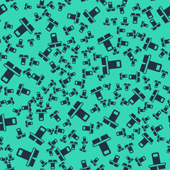 Black Coffee cup to go icon isolated seamless pattern on green background.  Vector