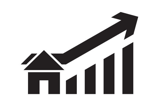 House growing graph icon. Vector illustration