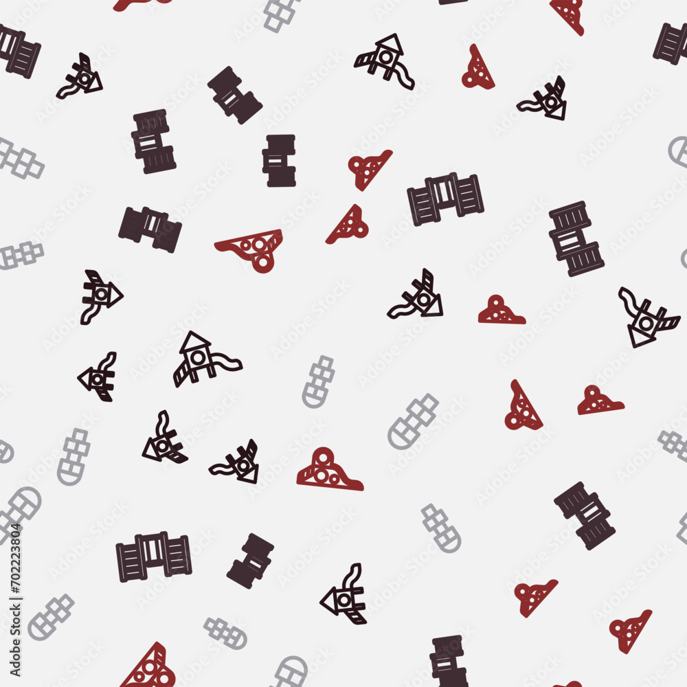 Poster set line slide playground, swedish wall, hopscotch and on seamless pattern. vector