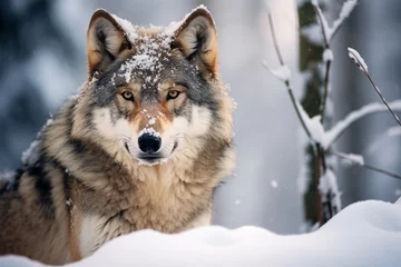 Deurstickers a wolf on the snow © Baechi Stock