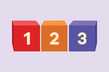 Bricks with numbers. Numeral cube concept. Colored flat vector illustration isolated.