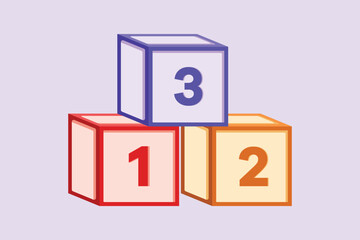 Bricks with numbers. Numeral cube concept. Colored flat vector illustration isolated.