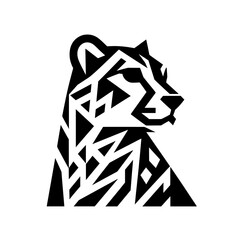 logotype of a cheetah, black and white, small size, isolated	
