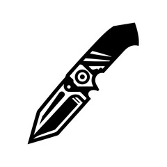 logotype of a knive, black and white, small size, isolated	
