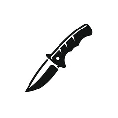 logotype of a knive, black and white, small size, isolated	
