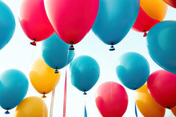 Colored balloons on a white background.