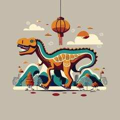 
Chinese Dinosaur T-Shirt: Trendy Vector Design