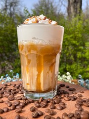 Coffee with caramel and cream