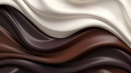 Abstract background of silky smooth chocolate and vanilla swirls, creating a luxurious and indulgent texture. - obrazy, fototapety, plakaty