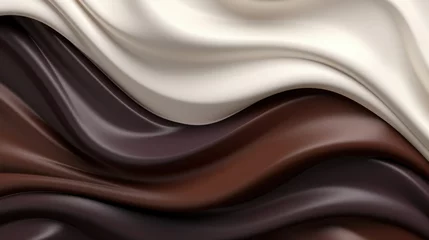 Fotobehang Abstract background of silky smooth chocolate and vanilla swirls, creating a luxurious and indulgent texture. © tashechka