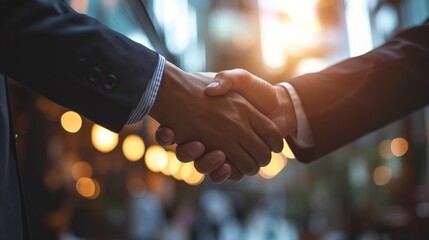 Businessman handshake for teamwork of business merger and acquisition,successful negotiate,hand shake,two businessman shake hand with partner to celebration partnership and business deal concept - obrazy, fototapety, plakaty
