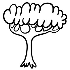 image of a tree in a simple minimalist style. Template for design, logo, print, icon. object in line art style for landscape, coloring