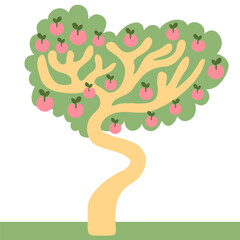 image of a apple tree in a simple minimalist style. Template for design, logo, print, icon. flat style object for landscape