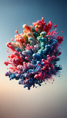 Vivid explosion of colorful, milky smoke in a mesmerizing swirl