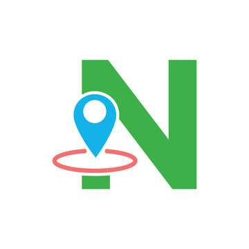 Map pin location logo combine with letter N vector template