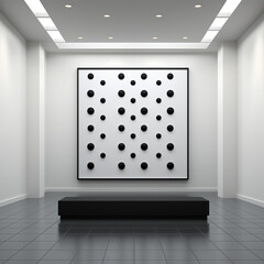 A conceptual artwork consisting of a blank canvas with a single black dot in the center