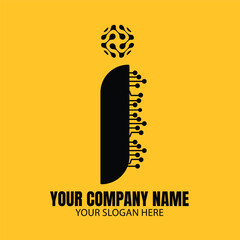 vector yellow i logo template, it logo concept 