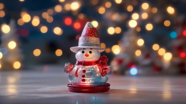 Christmas background with glass snowman. AI