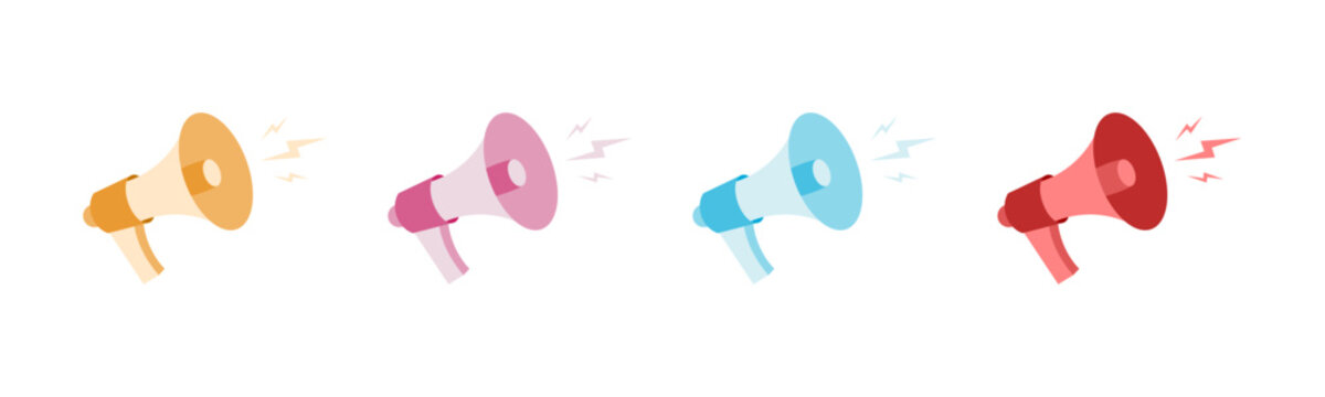 Megaphone, loudspeaker icon set. Black and outline. Vector EPS 10