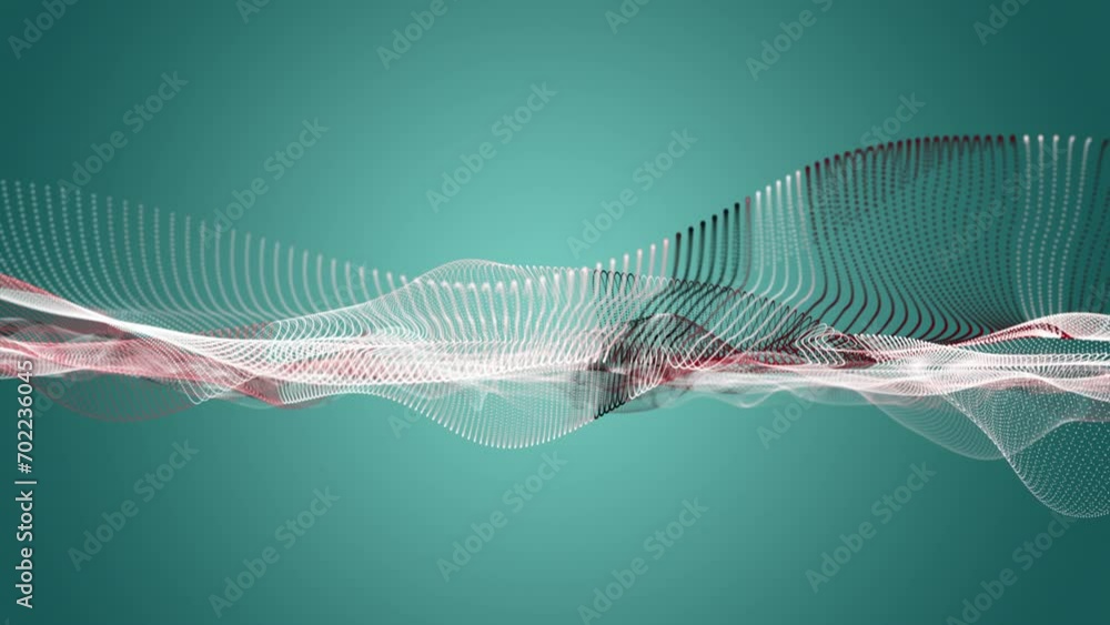 Poster fantastic video animation with particle wave object in slow motion and space for text, 4096x2304 loo