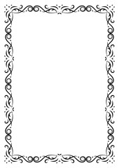 Classic ornate border and frame element. Vintage filigree ornament frame divider vector. Decorative line for page, template, poster, greeting card, wedding invitation, menu, certificate.