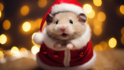 Fototapeta na wymiar Santa's Little Mouse: Christmas Joy