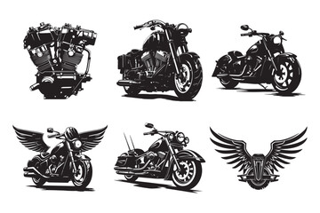 Motorbike vector silhouette Bundle set, Motorcycle vector silhouette illustration Bundle Vector