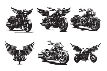 Motorbike vector silhouette Bundle set, Motorcycle vector silhouette illustration Bundle Vector