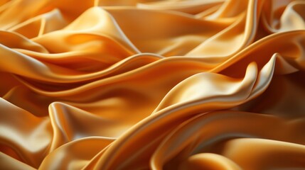 Silky smooth golden fabric waves creating a luxurious texture