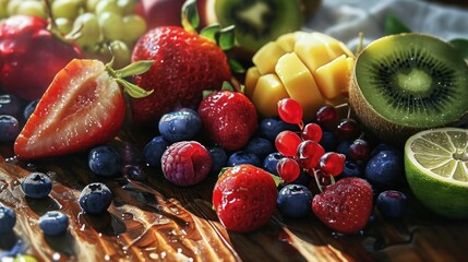 A Vibrant Display of Fresh Fruits on a Table