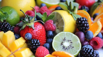 A Vibrant Close-Up of a Colorful Fruit Display