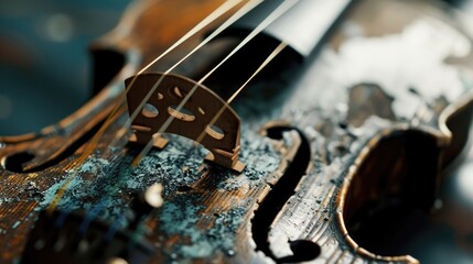 A Close Up of Violin Strings