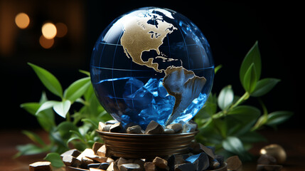 ESG environmental social governance business strategy investing concept.Businessman Embracing Green Globe with ESG icon.Green Energy Renewable and Sustainable Resources. Environmental and Ecology Care