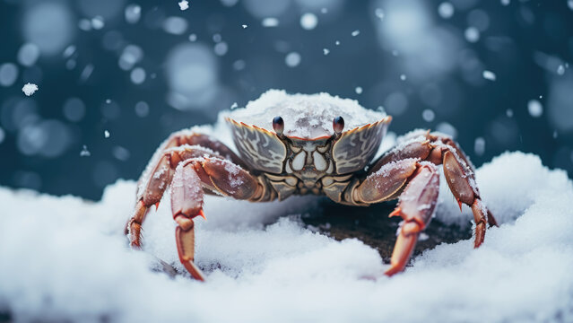 Fluffy Shell Shuffle: Crab in the Snowfall Magic