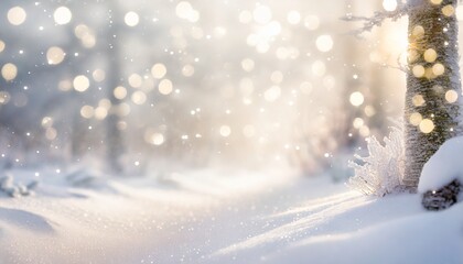 Glimmering Bliss: A Soft-Focused Winter Wonderland Background, Where Ethereal Beauty Meets Subdued Elegance in a Serene Symphony of Glitter and Tranquility