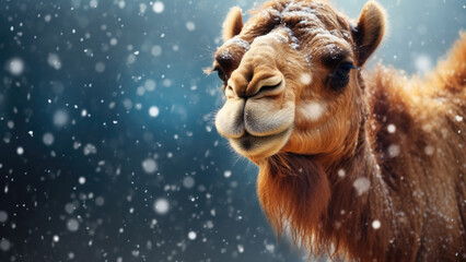 Frosty Dunes Delight: Majestic Camel in Snowy Forest
