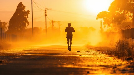 Fototapeta premium A Runner Embracing the Serene Beauty of Sunset