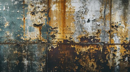 A Weathered Metal Wall with Colorful Layers